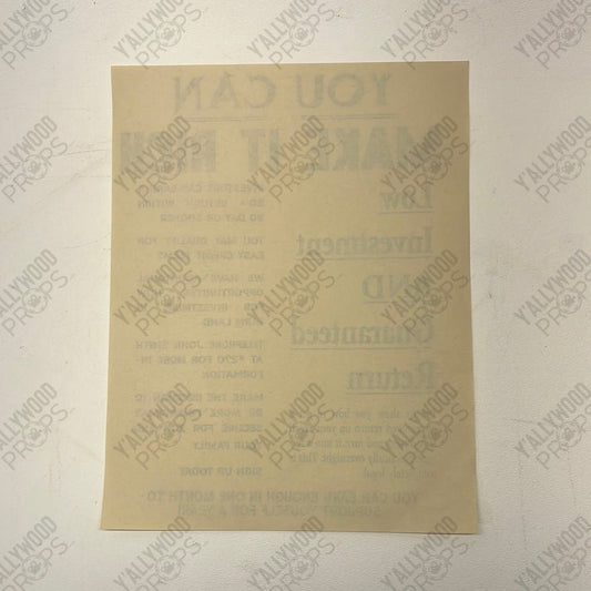Make It Rich Flyer Killers of the Flower Moon Movie Prop Y'allywood Props