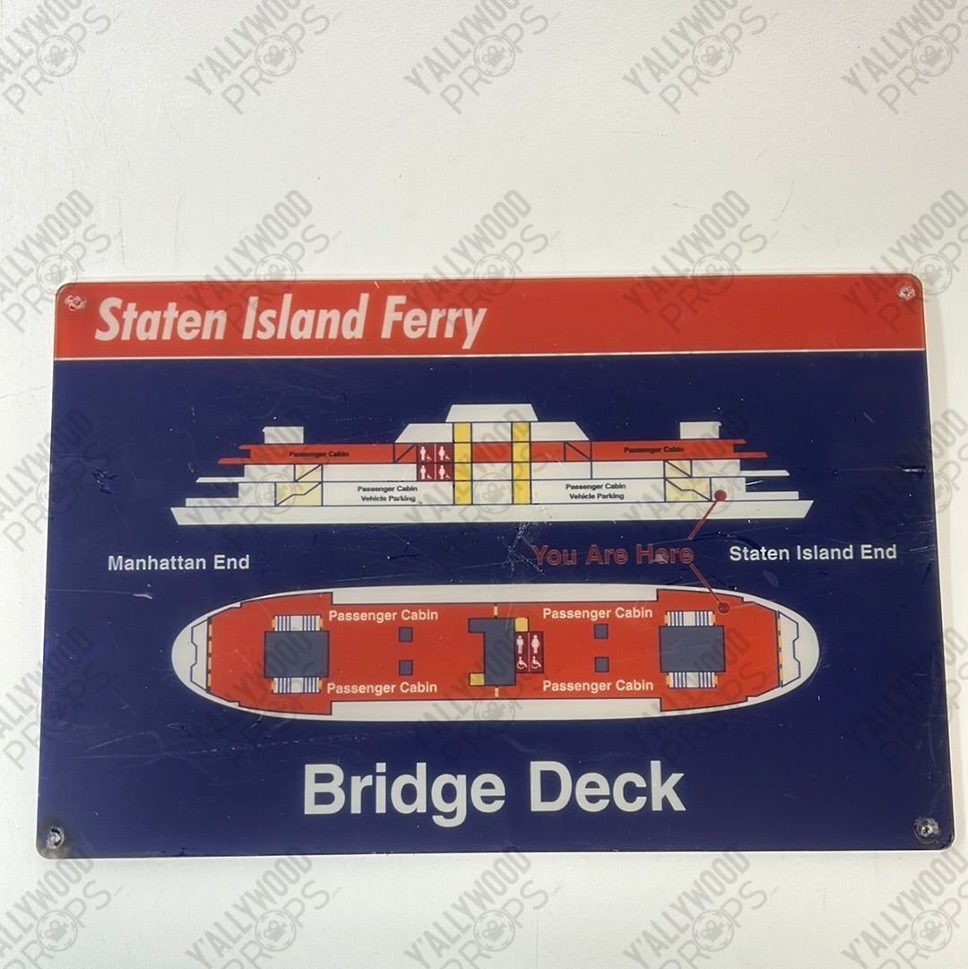 Staten Island Ferry Signs Spider-Man: Homecoming Movie Prop Y'allywood Props Bridge Deck Diagram 18x12”