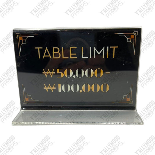 Table Limit Sign Casino Scene Black Panther Movie Prop Y'allywood Props