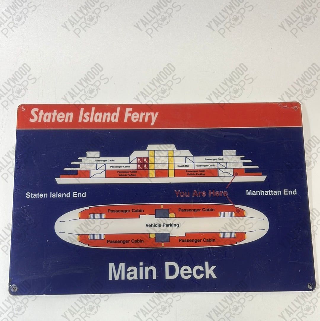 Staten Island Ferry Signs Spider-Man: Homecoming Movie Prop Y'allywood Props Main Deck Diagram 20x13” darker blue