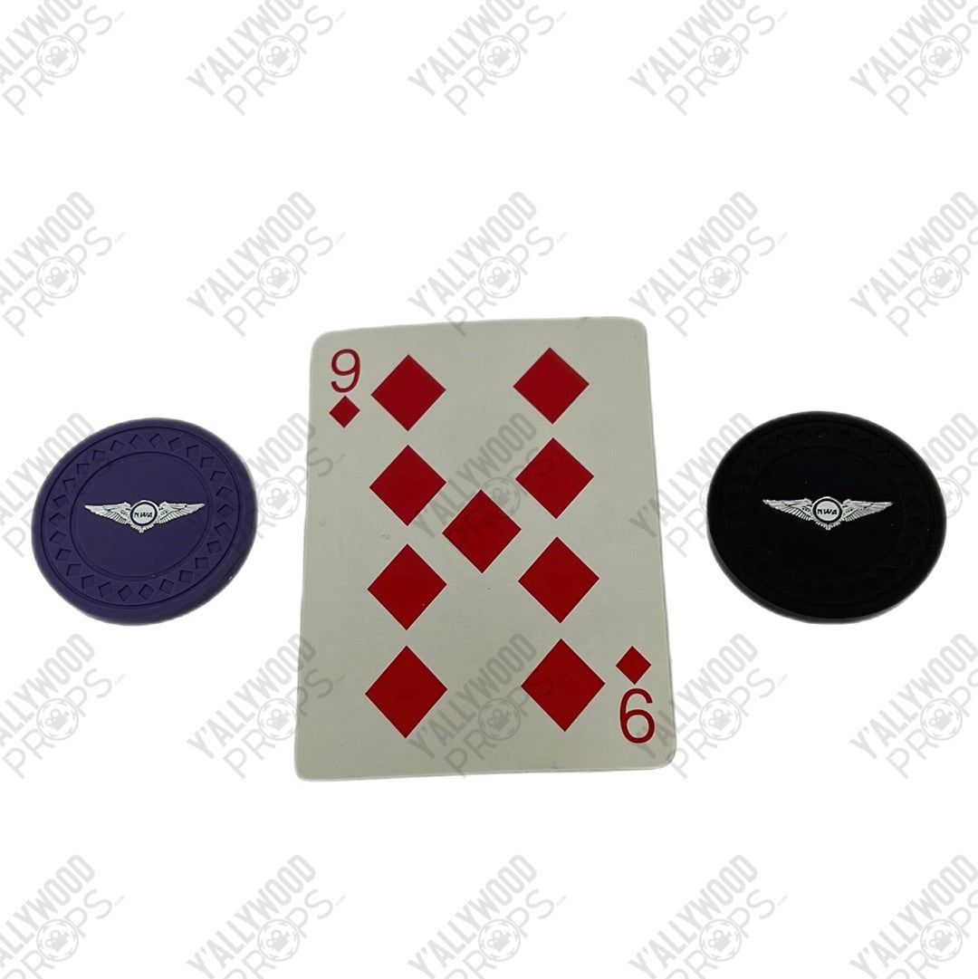 NWA Poker Chips and Card from Soul Plane Movie Prop Y'allywood Props 9 Diamonds