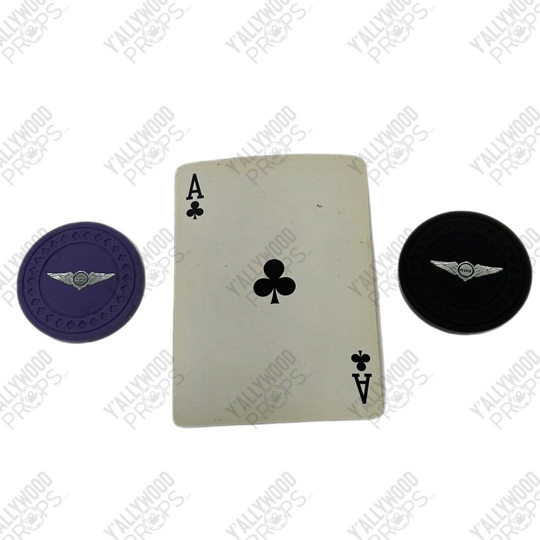 NWA Poker Chips and Card from Soul Plane Movie Prop Y'allywood Props Ace Clubs