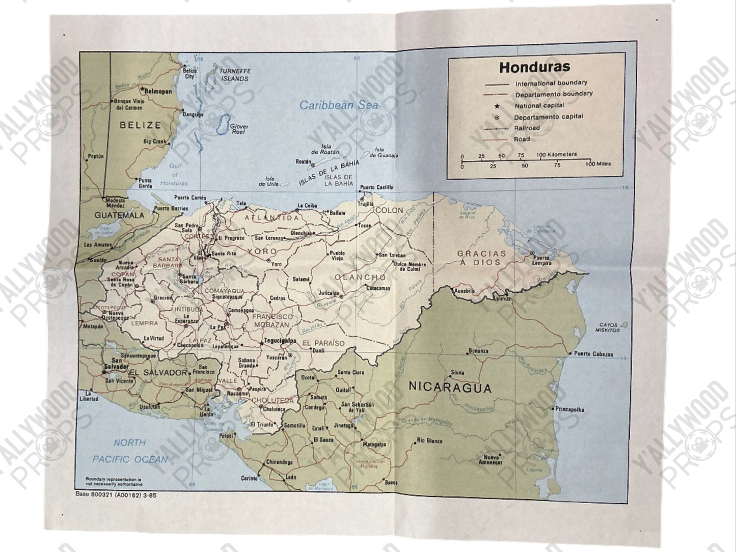 Schafer's Honduras Map American Made (2017) Movie Prop Y'allywood Props