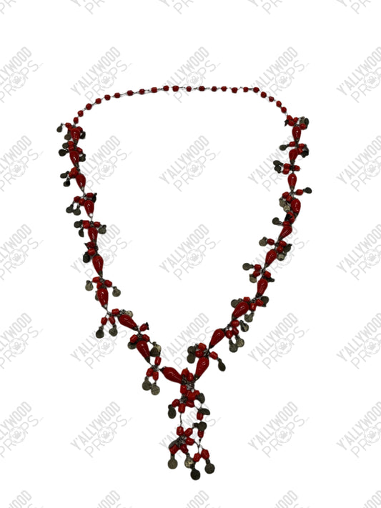 Antique Red Bead Necklaces Killers of the Flower Moon (2023) Wearable Wardrobe Y'allywood Props Necklace 2 Production Used 30"
