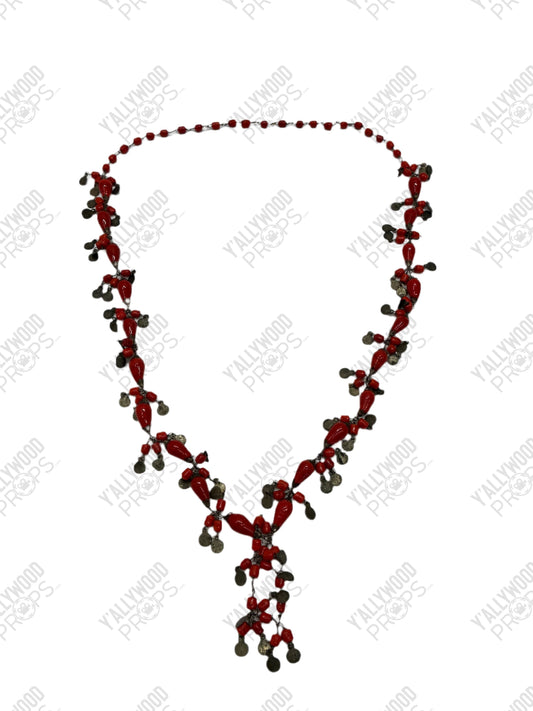 Antique Red Bead Necklaces Killers of the Flower Moon (2023) Wearable Wardrobe Y'allywood Props Necklace 2 Production Used 30"