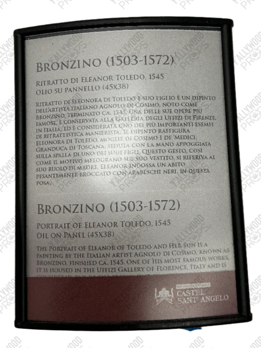 Egg Room Placard Red Notice (2021) Movie Prop Y'allywood Props Bronzino (1503-1572)