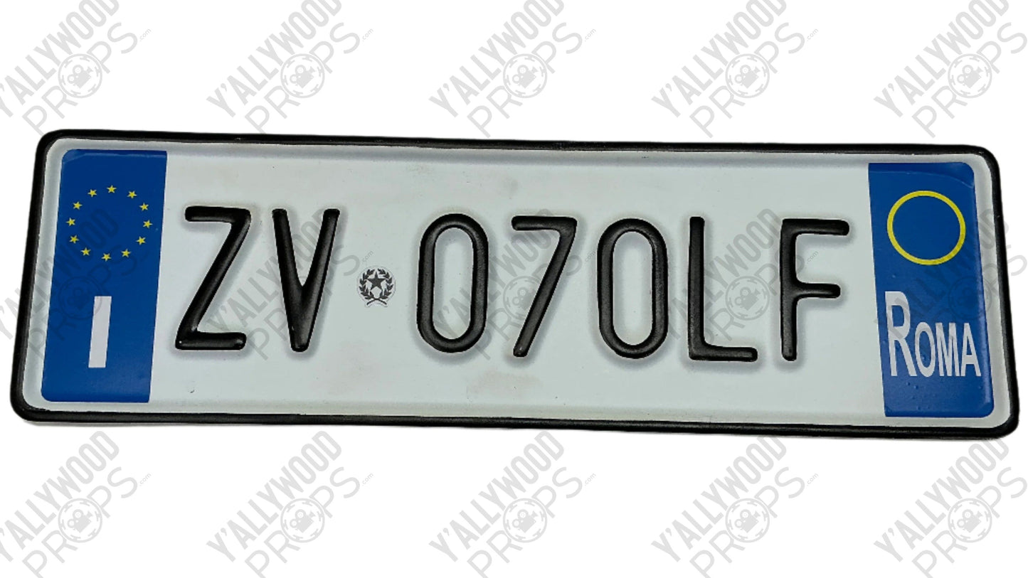Rome License Plates Red Notice (2021) Movie Prop Y'allywood Props ZV070LF Back