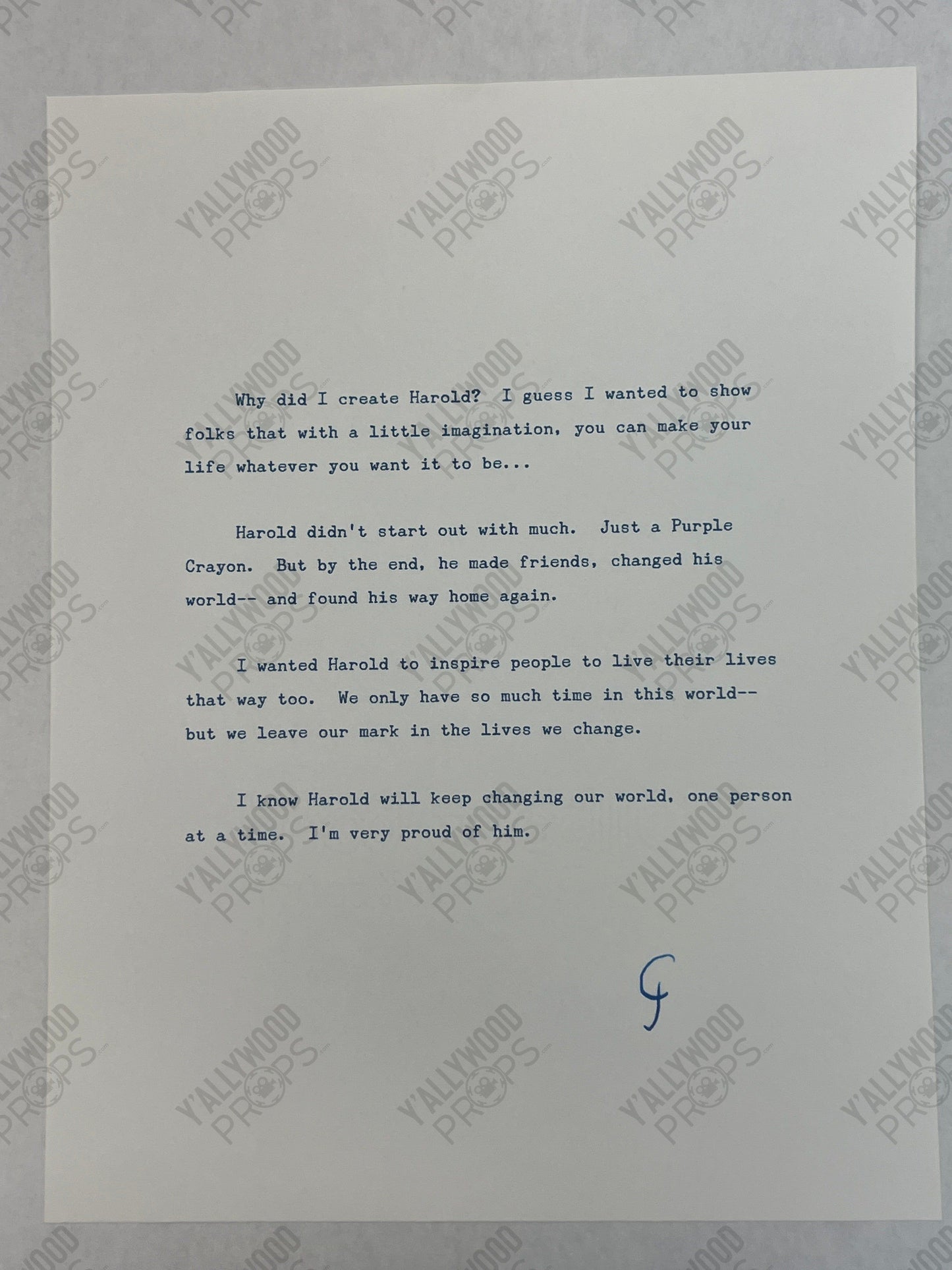 Crockett's Letter Harold and the Purple Crayon Memorabilia Y'allywood Props Julia's Letter Not Addressed