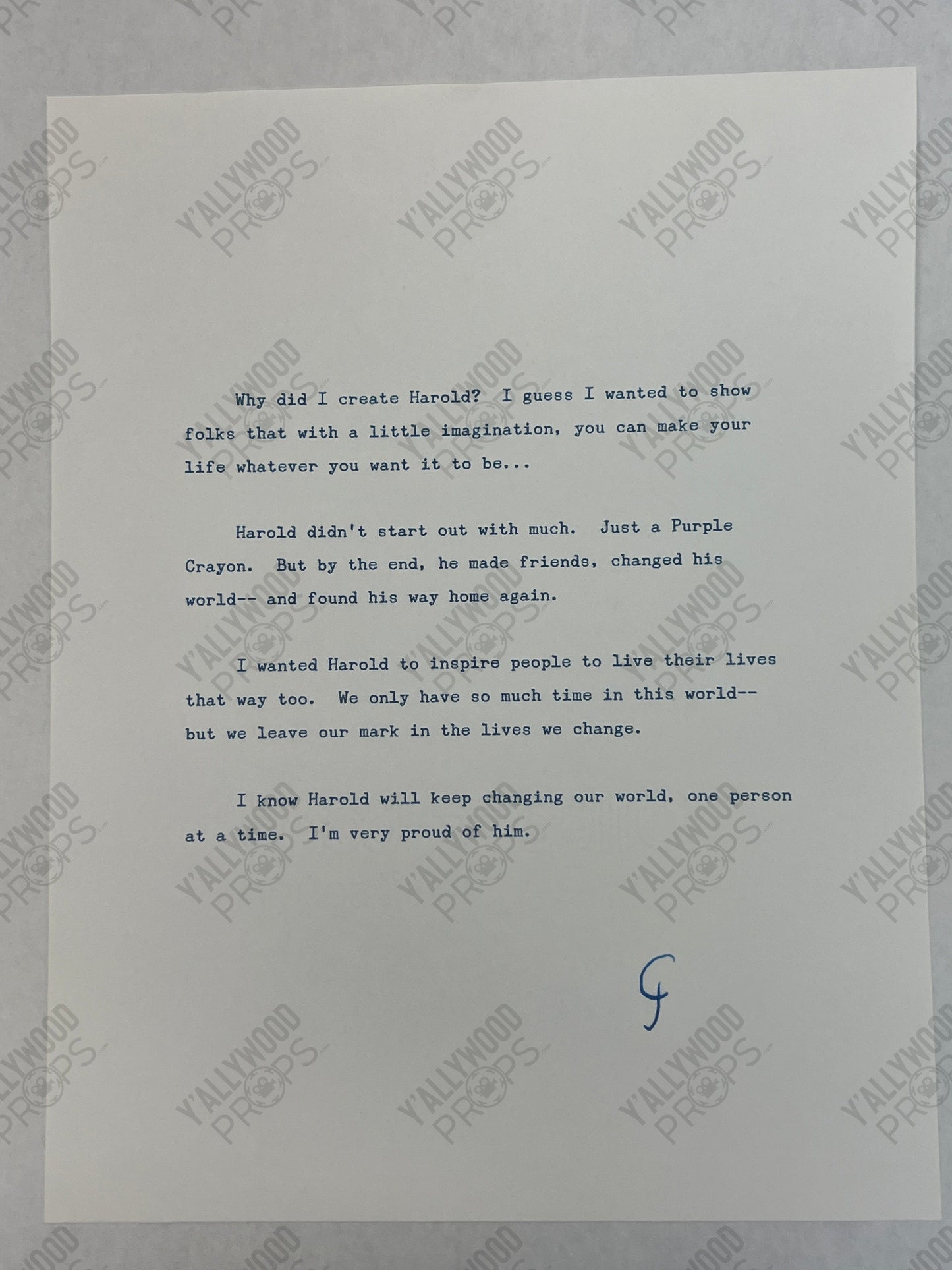 Crockett's Letter Harold and the Purple Crayon Memorabilia Y'allywood Props Julia's Letter Not Addressed