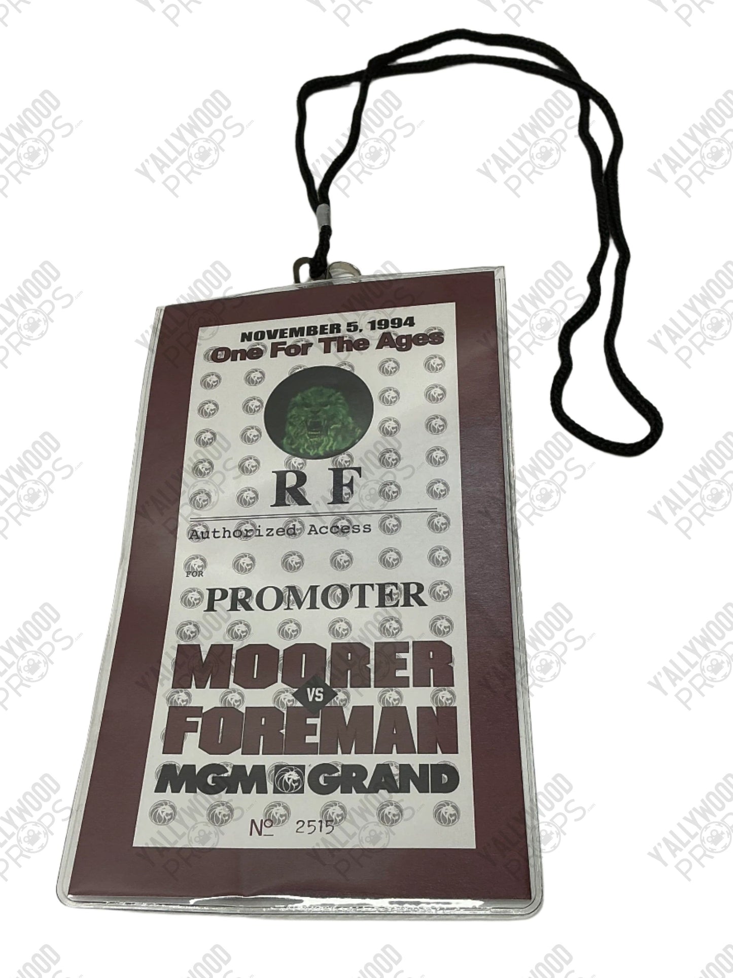 Moorer vs Foreman Passes & Lanyards Big George Foreman (2023) Movie Prop Y'allywood Props Moorer vs Foreman RF