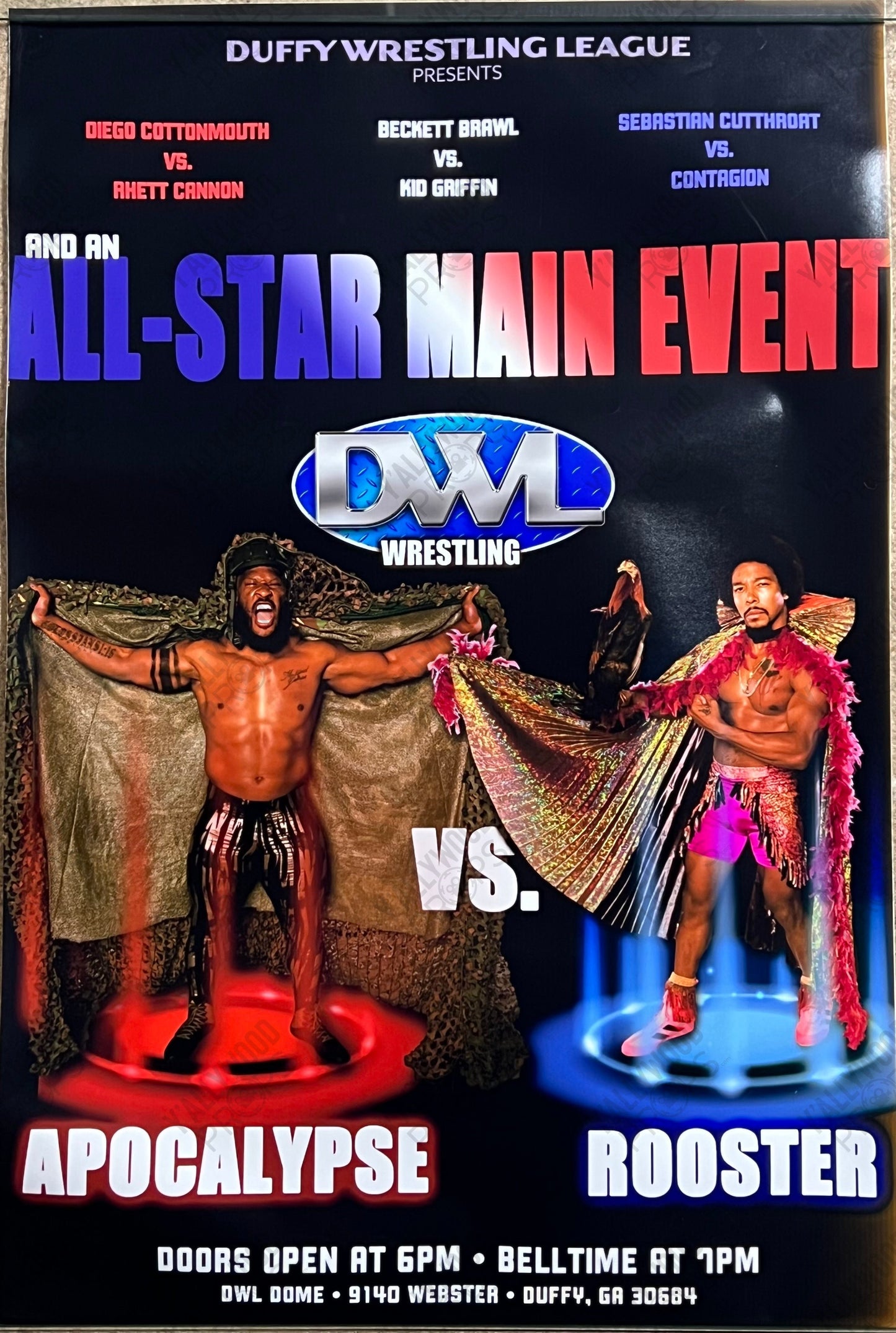 Apocalypse vs Rooster All-Star Main Event Poster Heels (2021) Movie Prop Y'allywood Props