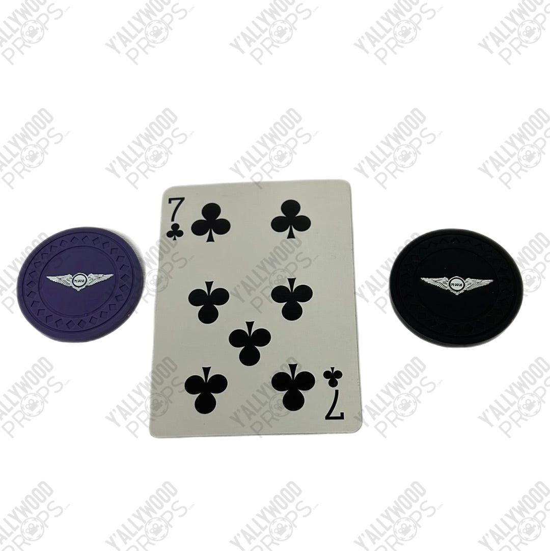 NWA Poker Chips and Card from Soul Plane Movie Prop Y'allywood Props 7 Clubs