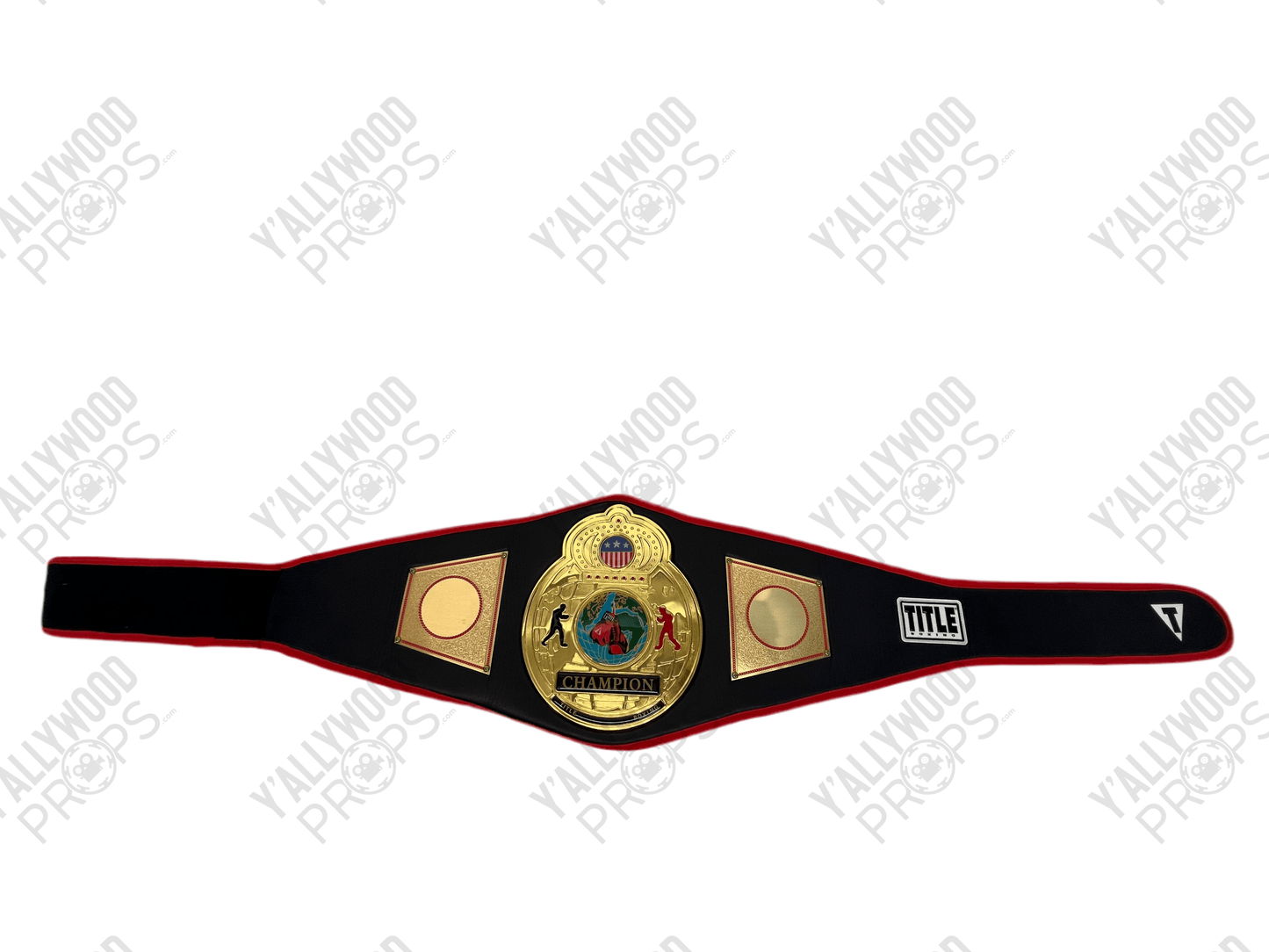 Title Boxing Belt Creed III (2023) Movie Prop Y'allywood Props Black w/Red Border Gloves on Globe