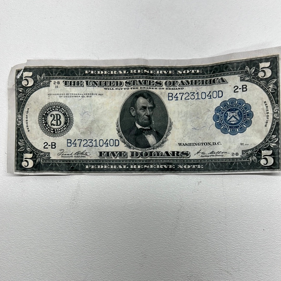 Bills from Bank Safe Explosion Killers of the Flower Moon Movie Prop Y'allywood Props A Five Dollar Bill