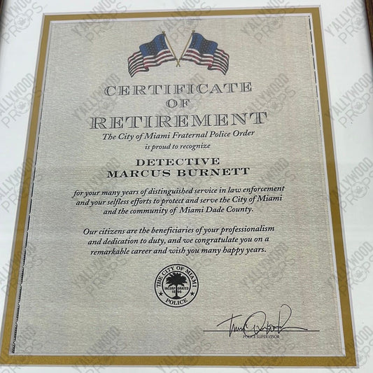 Martin Lawrence’s Retirement Certificate Bad Boys For Life Movie Prop Y'allywood Props