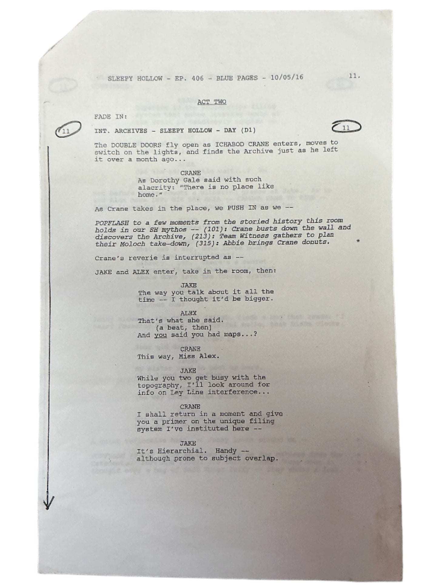 Call Sheet & Script S4E6 Sleepy Hollow (2016) Autograph Y'allywood Props