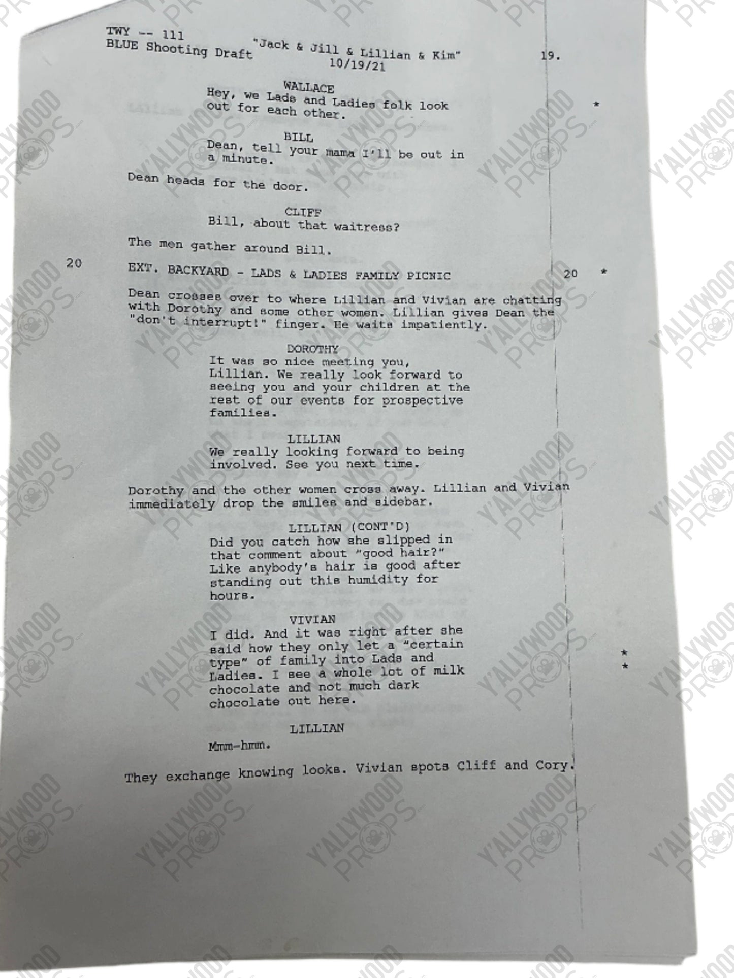 The Wonder Years (2021) Call Sheet & Script S1E11 Movie Prop Y'allywood Props