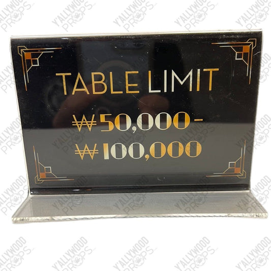 Table Limit Sign Casino Scene Black Panther Movie Prop Y'allywood Props