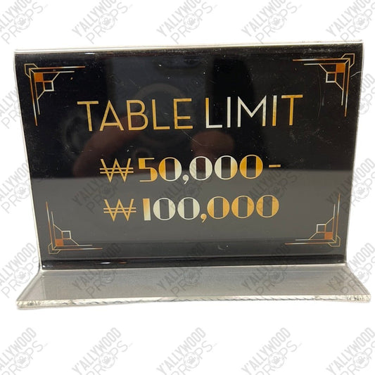Table Limit Sign Casino Scene Black Panther Movie Prop Y'allywood Props