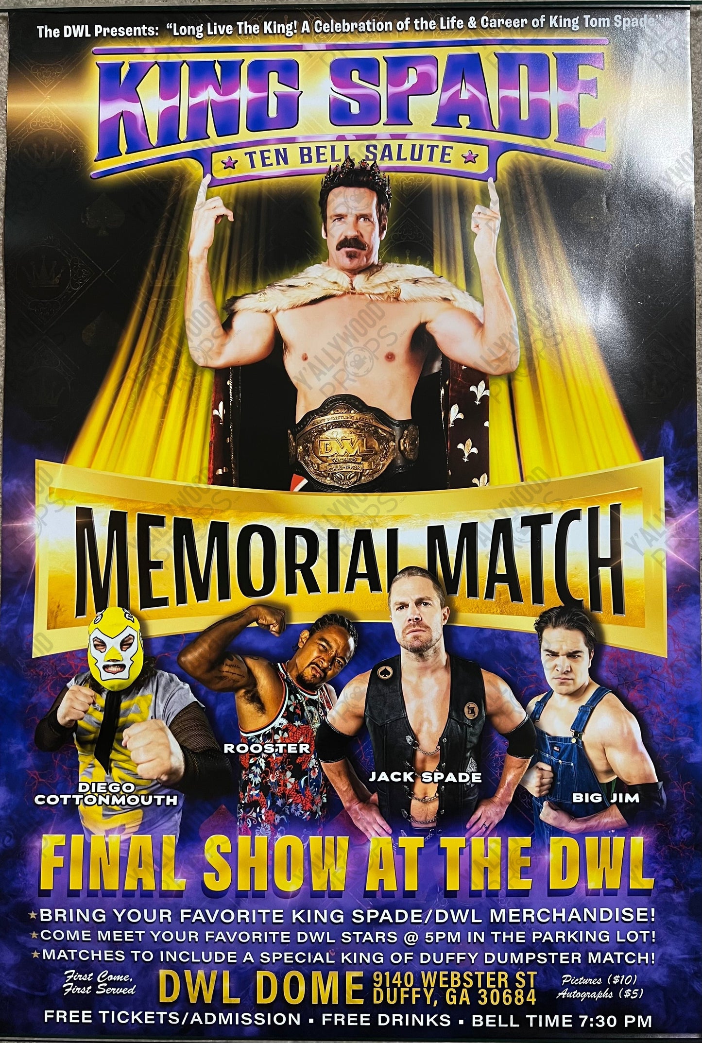 King Spade Memorial Match Poster Heels (2021) Movie Prop Y'allywood Props