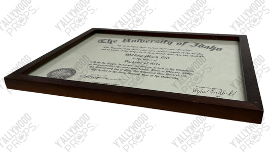 University of Idaho Diploma Mark Felt (2017) Y'allywood Props