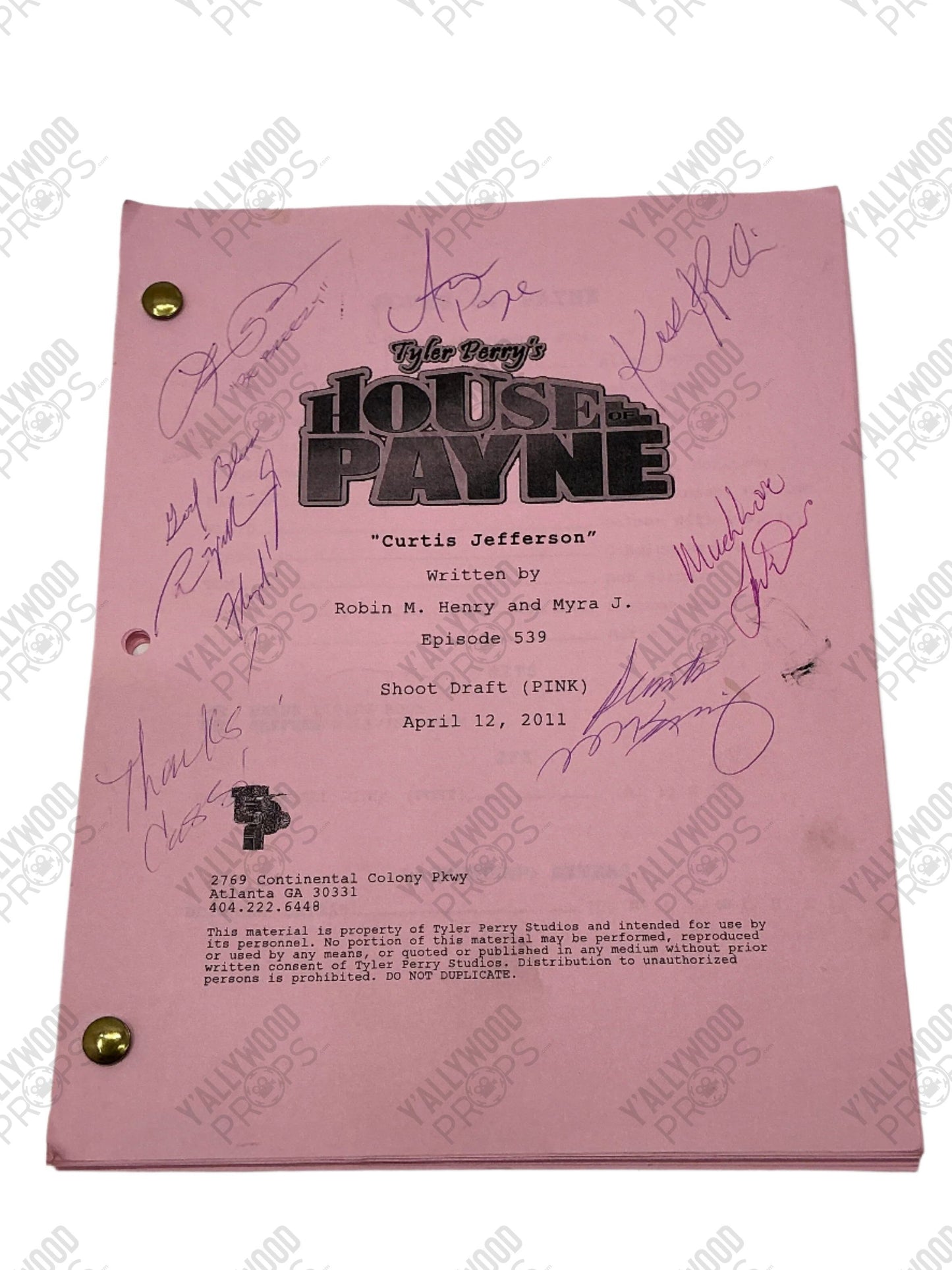 Cast Signed House of Payne (2011) Pink Shoot Draft Script Autograph Y'allywood Props