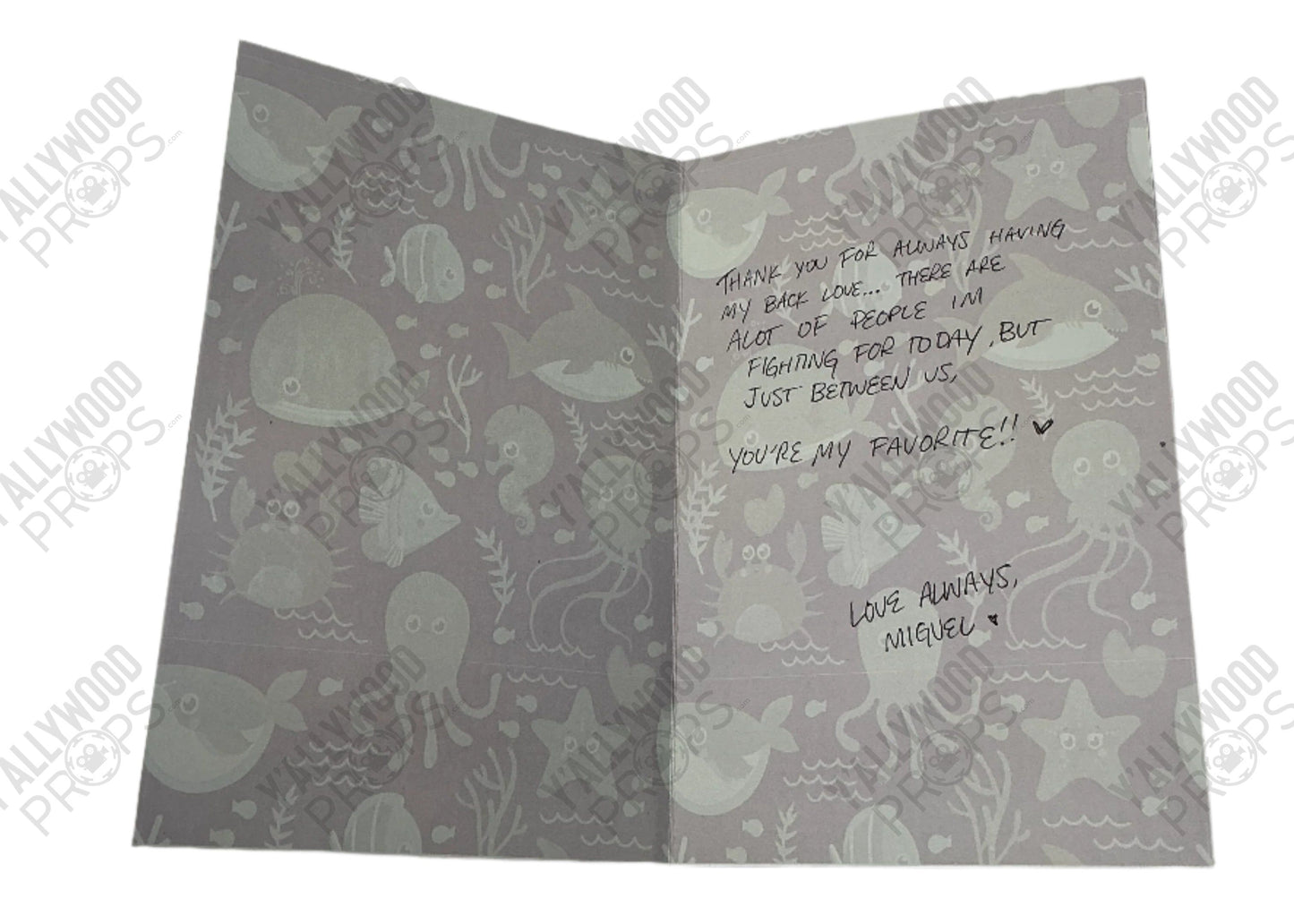 Miguel's Octopus Card to Sam S6E14 Cobra Kai Movie Prop Y'allywood Props Backup w/message variant