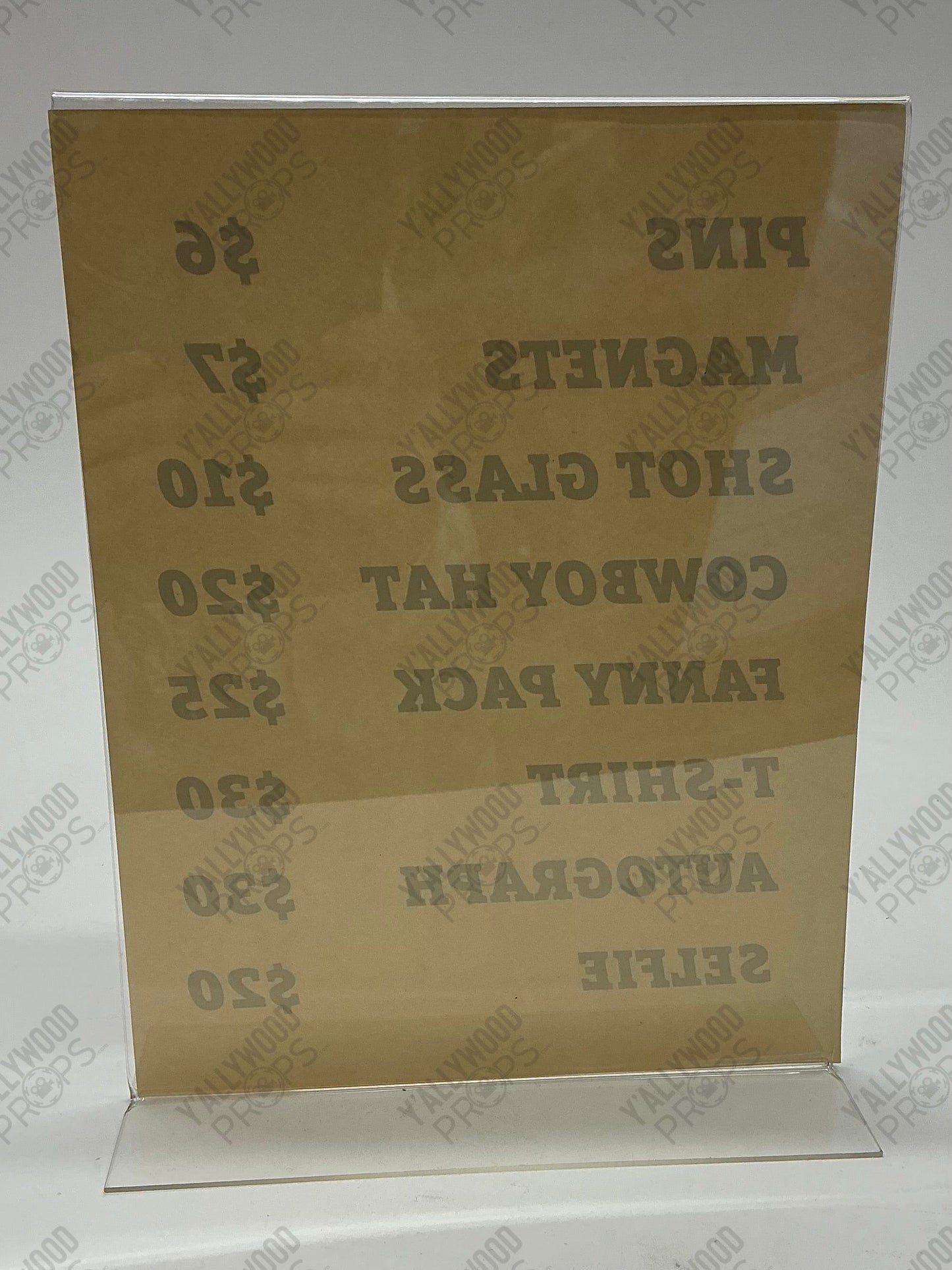 Wild Bill's Price List Sign S2E4 Heels (2021) Movie Prop Y'allywood Props
