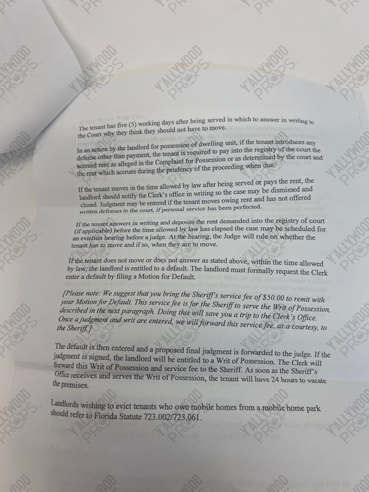 Eviction Papers John Kreese S3E6 Cobra Kai Movie Prop Y'allywood Props