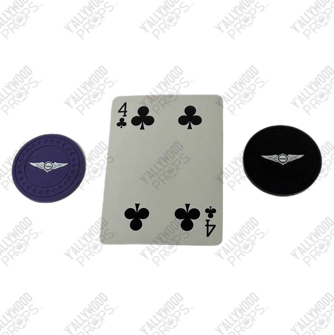 NWA Poker Chips and Card from Soul Plane Movie Prop Y'allywood Props 4 Clubs