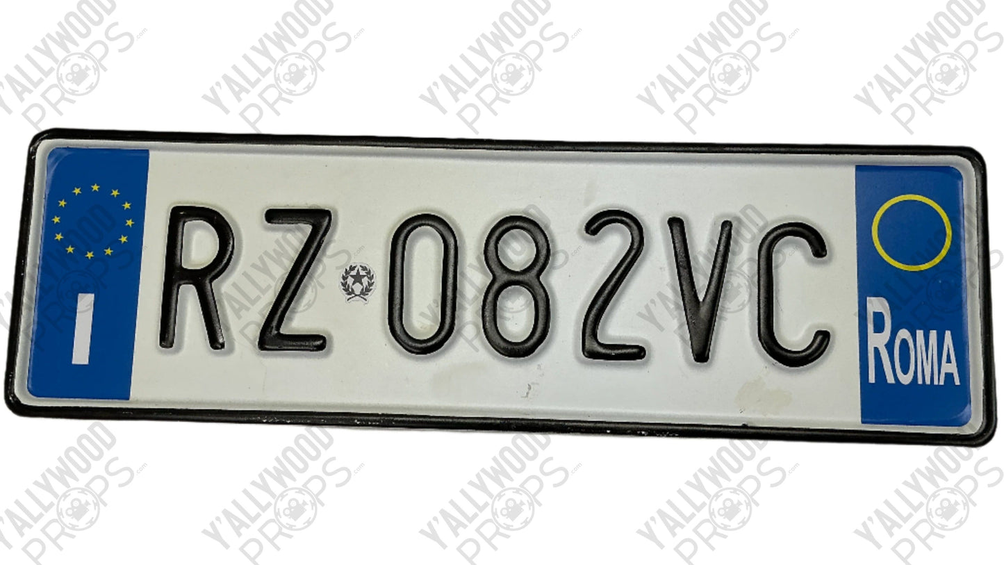 Rome License Plates Red Notice (2021) Movie Prop Y'allywood Props RZ082VC Back