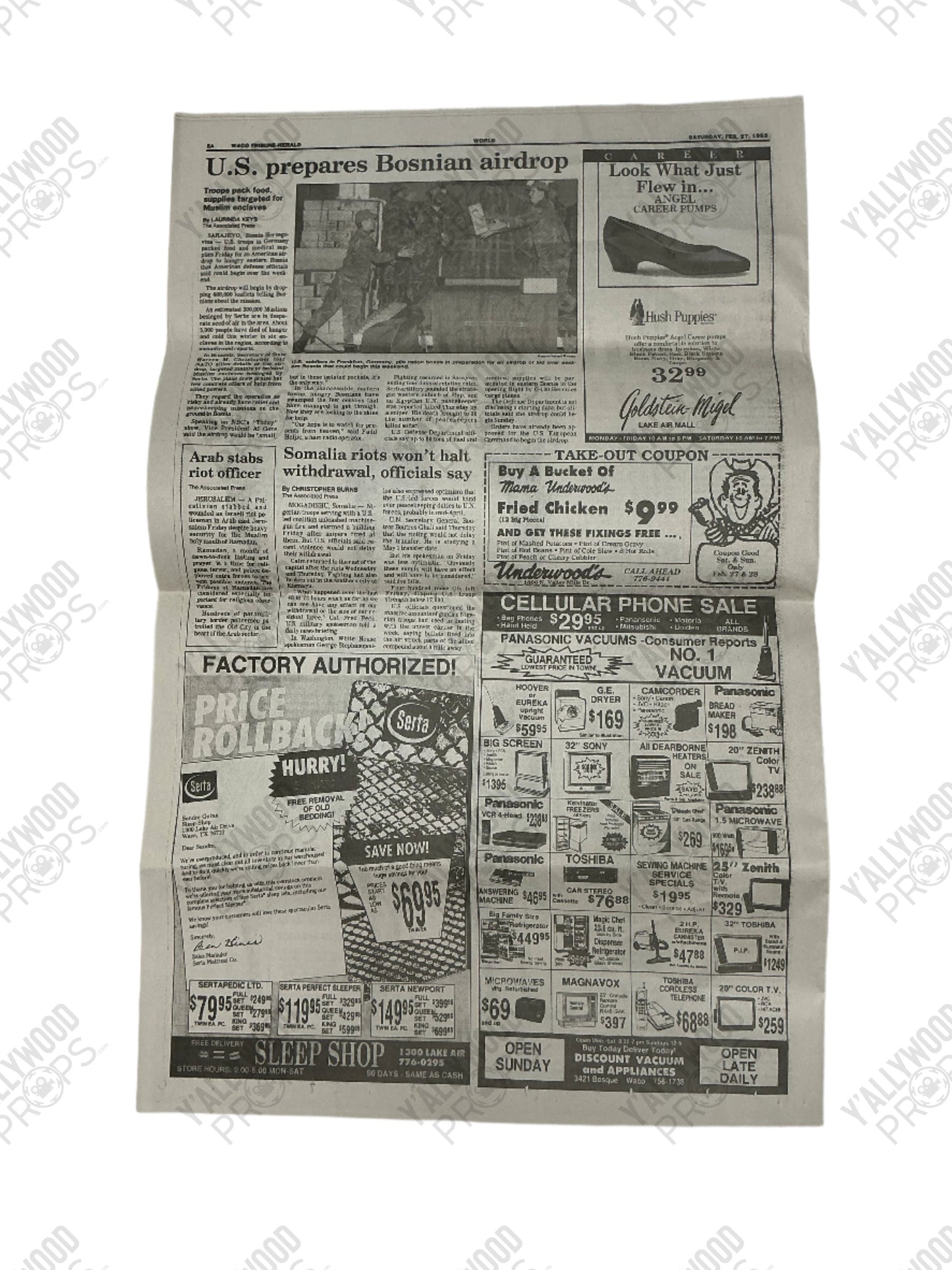 David Koresh Newspaper Waco (2018) Movie Prop Y'allywood Props