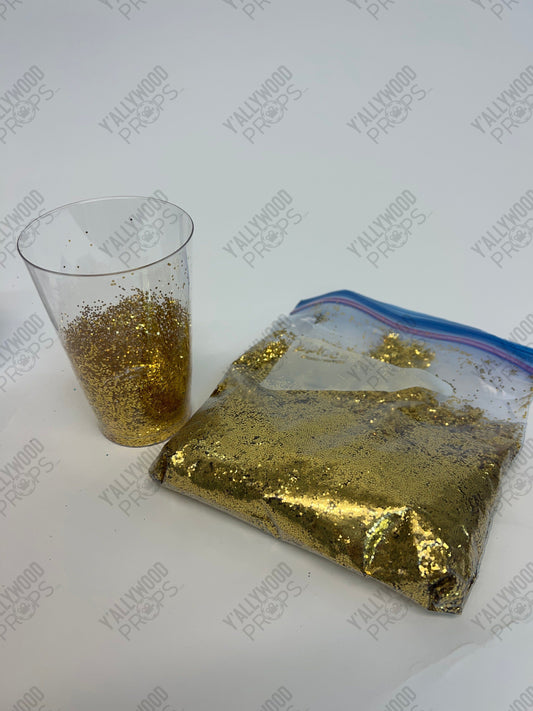 Sam & Tory’s Glitter Bombs S4E4 Cobra Kai Movie Prop Y'allywood Props Gold Small Flakes