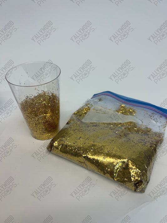 Sam & Tory’s Glitter Bombs S4E4 Cobra Kai Movie Prop Y'allywood Props Gold Small Flakes