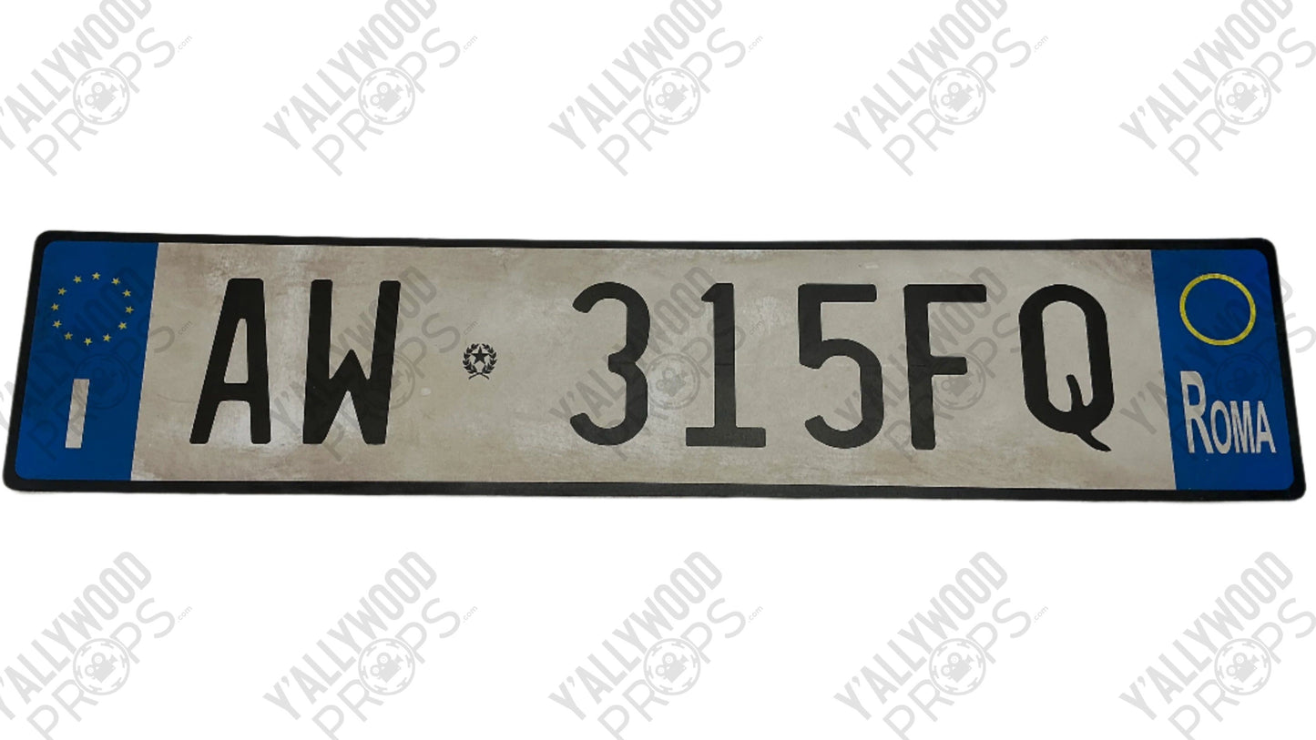 Rome License Plates Red Notice (2021) Movie Prop Y'allywood Props AW315FQ Front