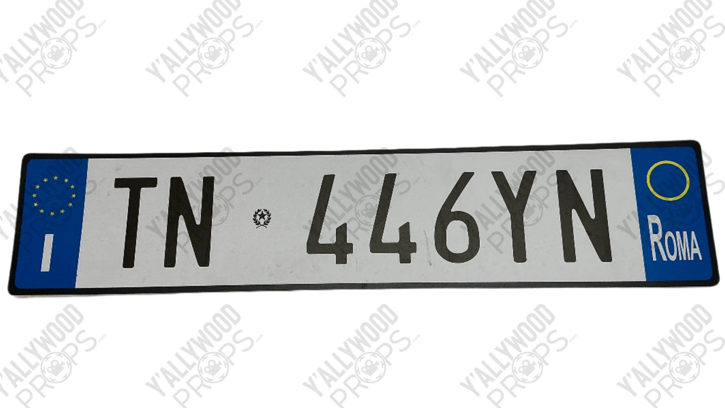 Rome License Plates Red Notice (2021) Movie Prop Y'allywood Props TN446YN Front