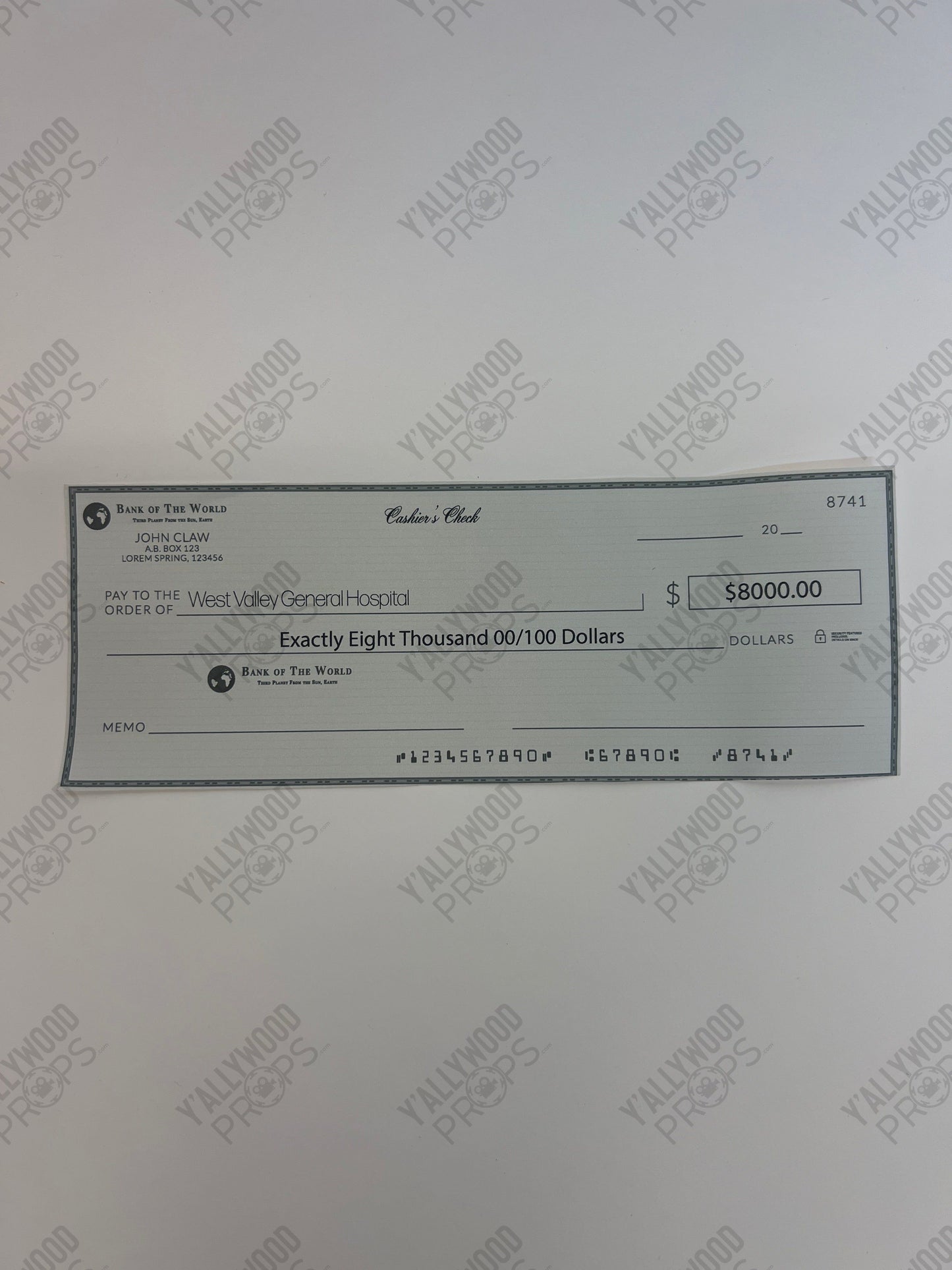 Johnny’s Check to Hospital for Miguel S3E3 Cobra Kai Movie Prop Y'allywood Props