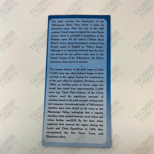 Barbara’s Yellowstone Brochure S2E2 Stargirl Movie Prop Y'allywood Props