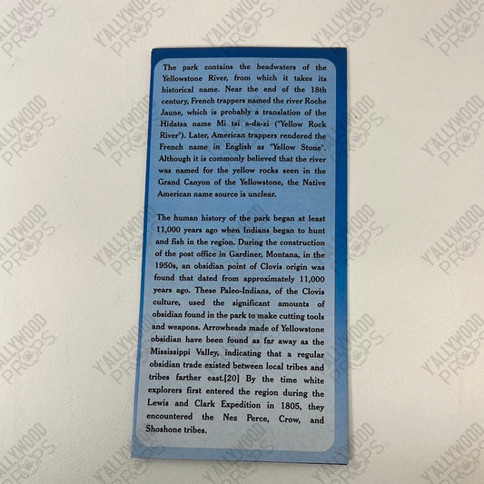 Barbara’s Yellowstone Brochure S2E2 Stargirl Movie Prop Y'allywood Props