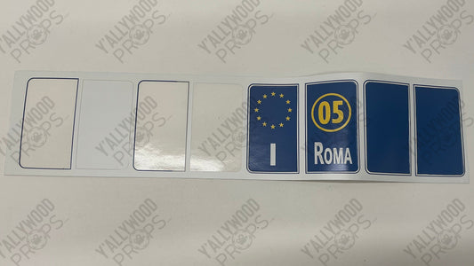 Rome License Plate Stickers Red Notice (2021) Movie Prop Y'allywood Props B