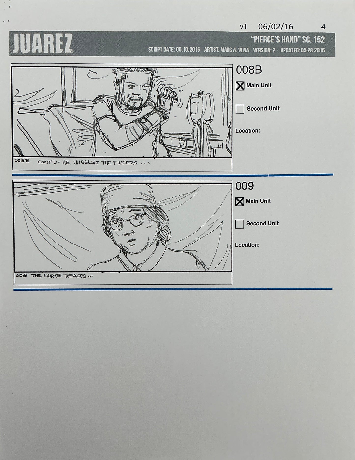 Storyboards Juarez Scene 152 "Pierce's Hand" Logan (2017) Memorabilia Y'allywood Props Paper 4
