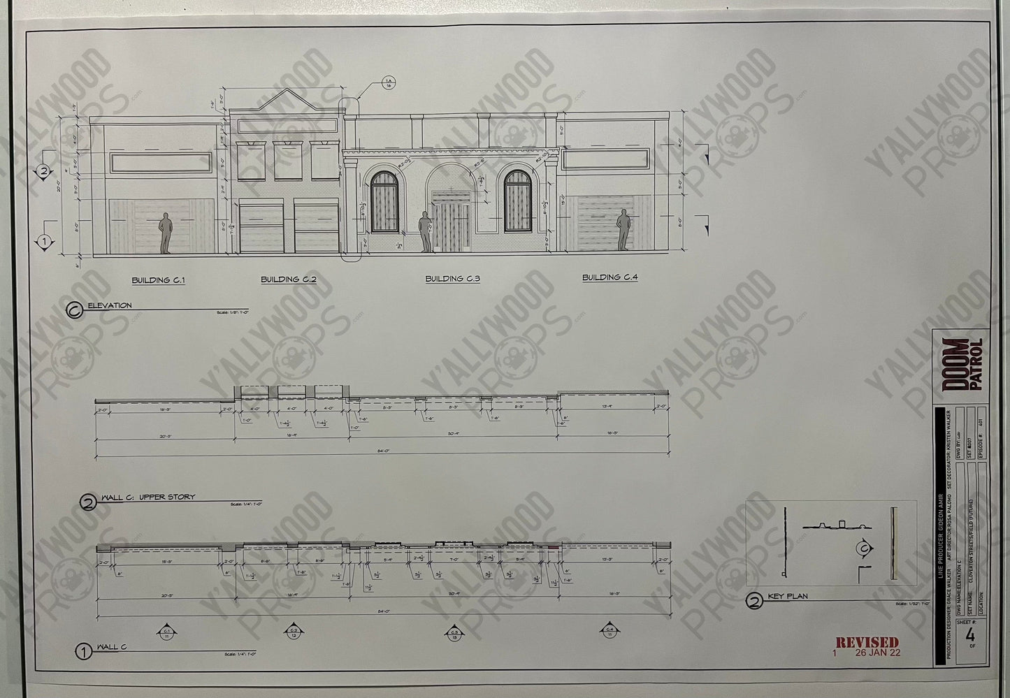 Future Cloverton Blueprints S4 Doom Patrol Movie Prop Y'allywood Props Elevation C