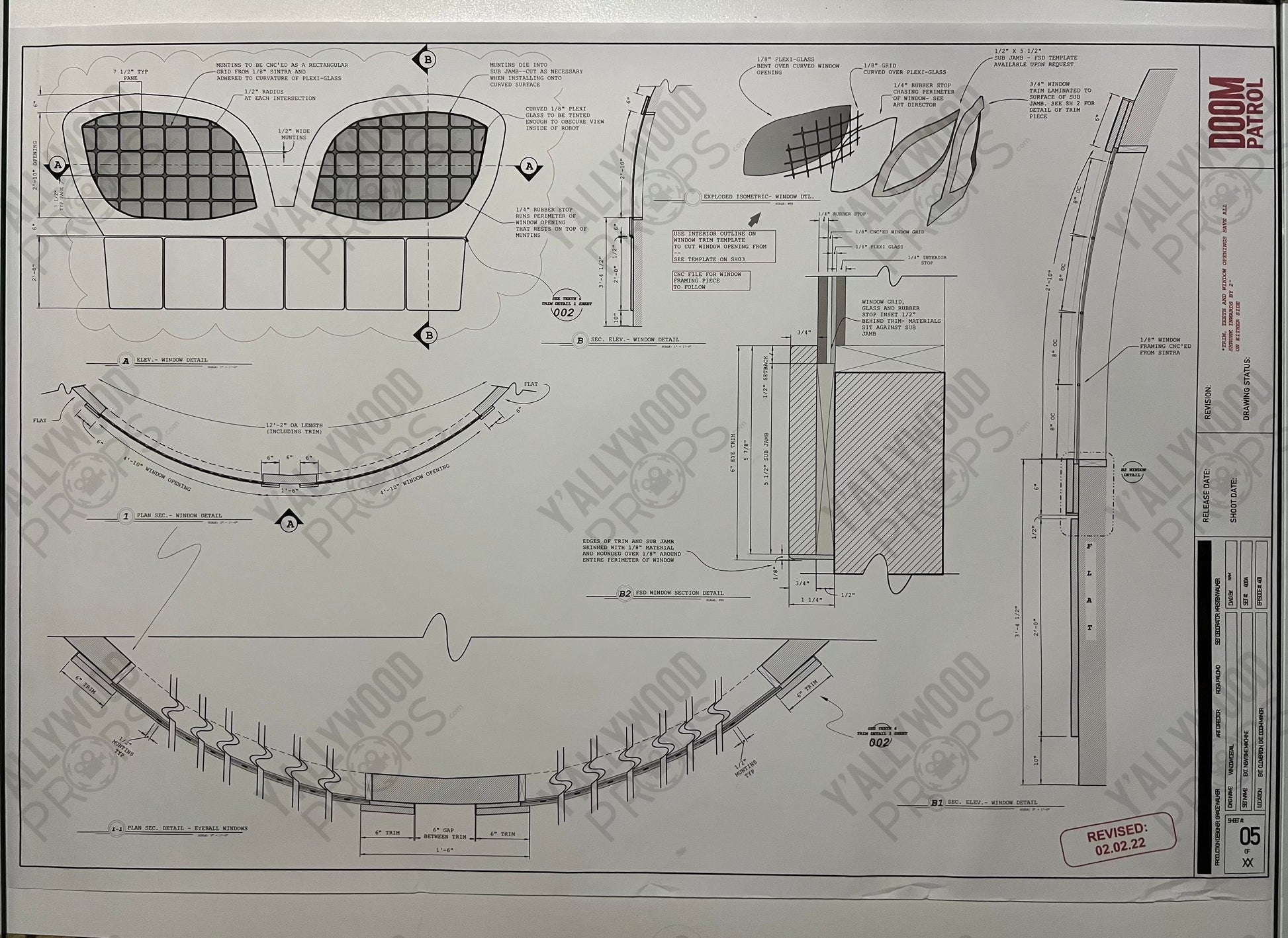 Time Machine Blueprints S4 Doom Patrol Wardrobe Y'allywood Props Window Detail