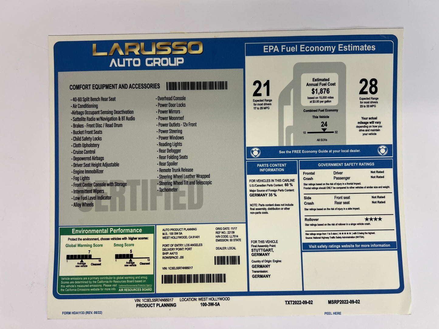 LaRusso Auto Group Car Sticker Cobra Kai Movie Prop Y'allywood Props LaRusso Auto Group