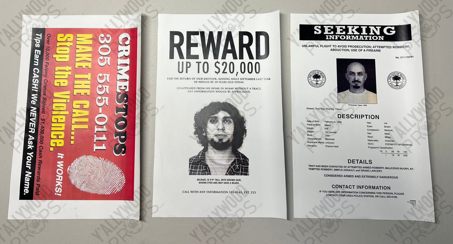 Wanted Posters Bad Boys For Life Movie Prop Y'allywood Props