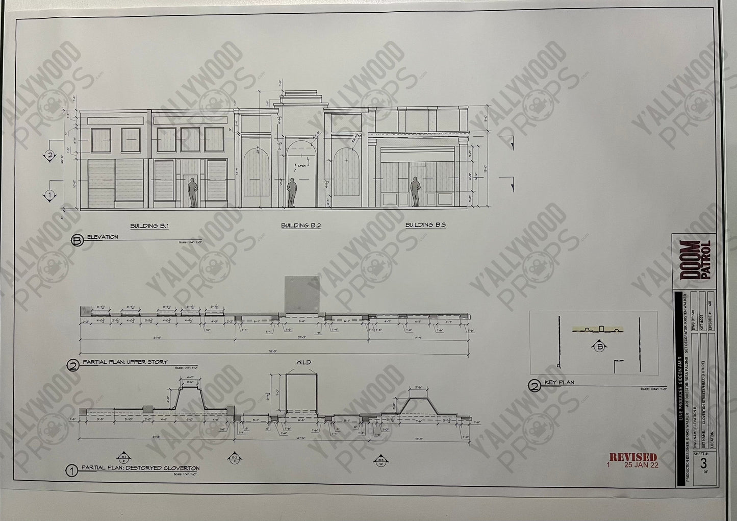 Future Cloverton Blueprints S4 Doom Patrol Movie Prop Y'allywood Props Elevation B