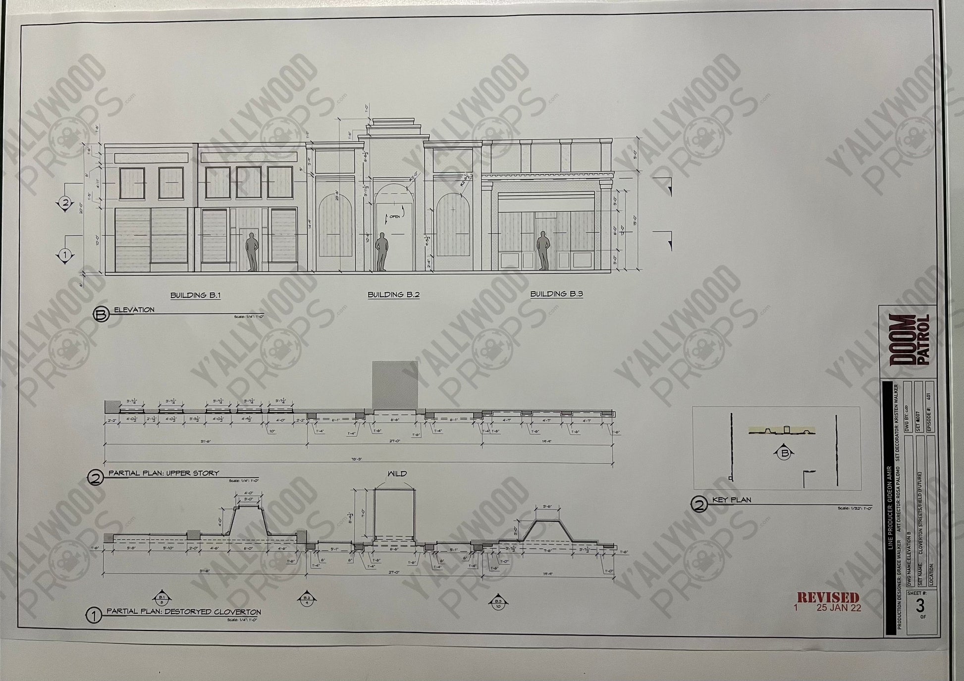 Future Cloverton Blueprints S4 Doom Patrol Movie Prop Y'allywood Props Elevation B