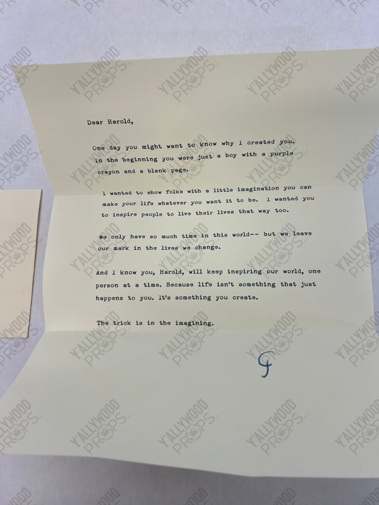 Crockett's Letter Harold and the Purple Crayon Memorabilia Y'allywood Props