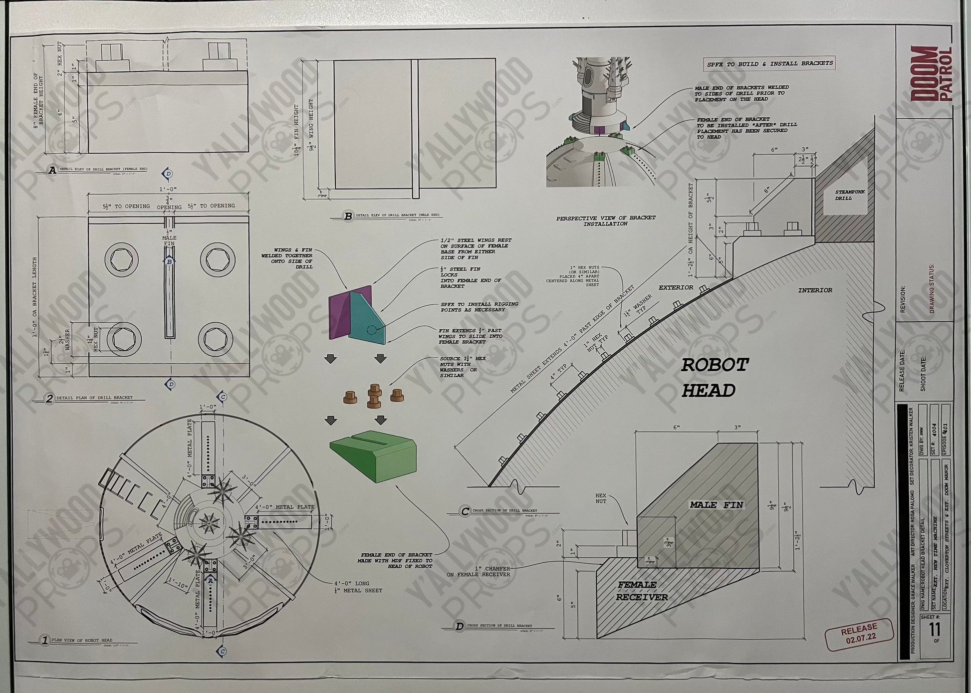 Time Machine Blueprints S4 Doom Patrol Wardrobe Y'allywood Props Bracket Detail