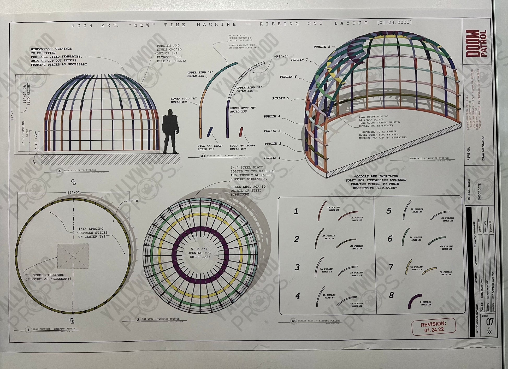 Time Machine Blueprints S4 Doom Patrol Wardrobe Y'allywood Props Interior Ribbing Layout